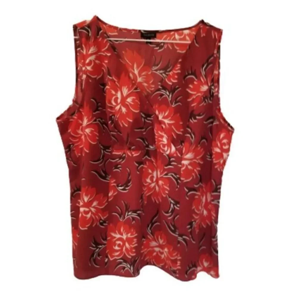 TALBOTS Sleeveless Floral Printed Faux Wrap Blouse